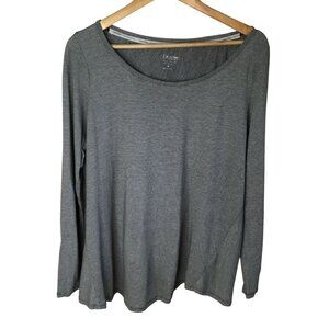 CALVIN KLEIN Women XL Stripe Long Sleeve Performance Top Athleisure Gray Shirt